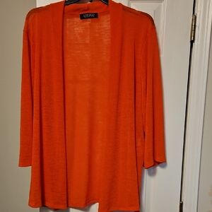 Kasper Women's Bright Orange Open-Front Cardigan